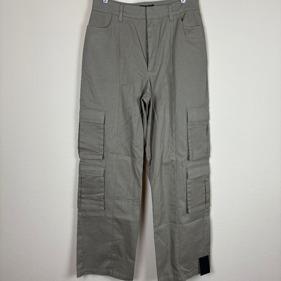NWT JluxLabel Olive Green 100% Cotton Cargo Pants with 4 Side Pockets; Size M - Picture 1 of 12